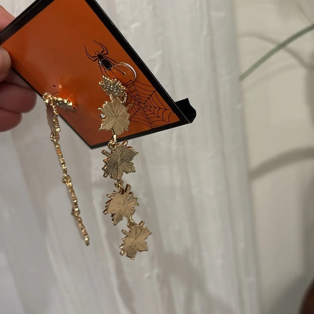 FALL Leaf Drop Post Earrings,gold tone with letters F A L L on each leaf,Autumn